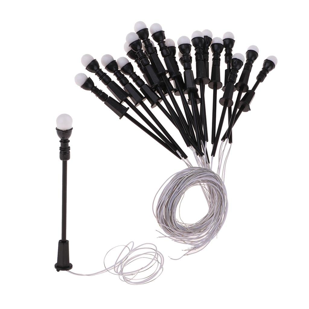 20pcss 7cm Miniature Street Lights HO OO Scale LEDs Garden Single Headlight