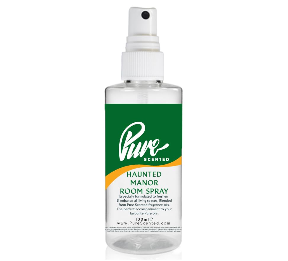 "Pure Scented 100ml Room & Fabric Sprays Suitable For Home, Car, Caravan, Work, Gym Bags, Odour Eliminators (1 x 100ml, Haunted Manor)"