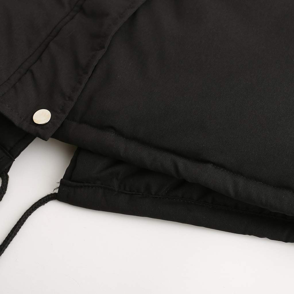 Płaszcze Parka Damskie Zimowe Termiczne Płaszcz Bawełniany Polar Długa Kurtka Z Kapturem Synthetic Futro Ciepła Kurtka Wiatroodporna Na Co Dzień Parka, Czarny (Black), XL
