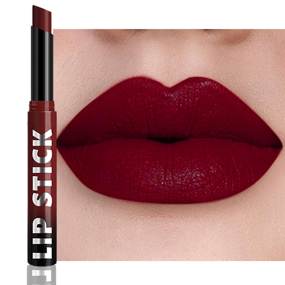 Lápiz labial mate para mujer, lápiz labial rojo cereza de 24 horas, resistente al agua, fórmula hidratante que no se seca, maquillaje de brillo de labios, vegano y libre de crueldad, 07