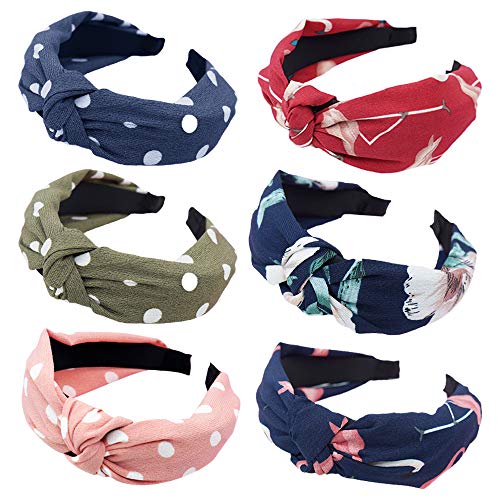 6 PCS Diadema Mujer, Migaven Estilos surtidos Moda Aros para el cabello Nudo cruzado Anudado Banda ancha para el cabello Accesorios para la diadema para mujeres Niñas Set B