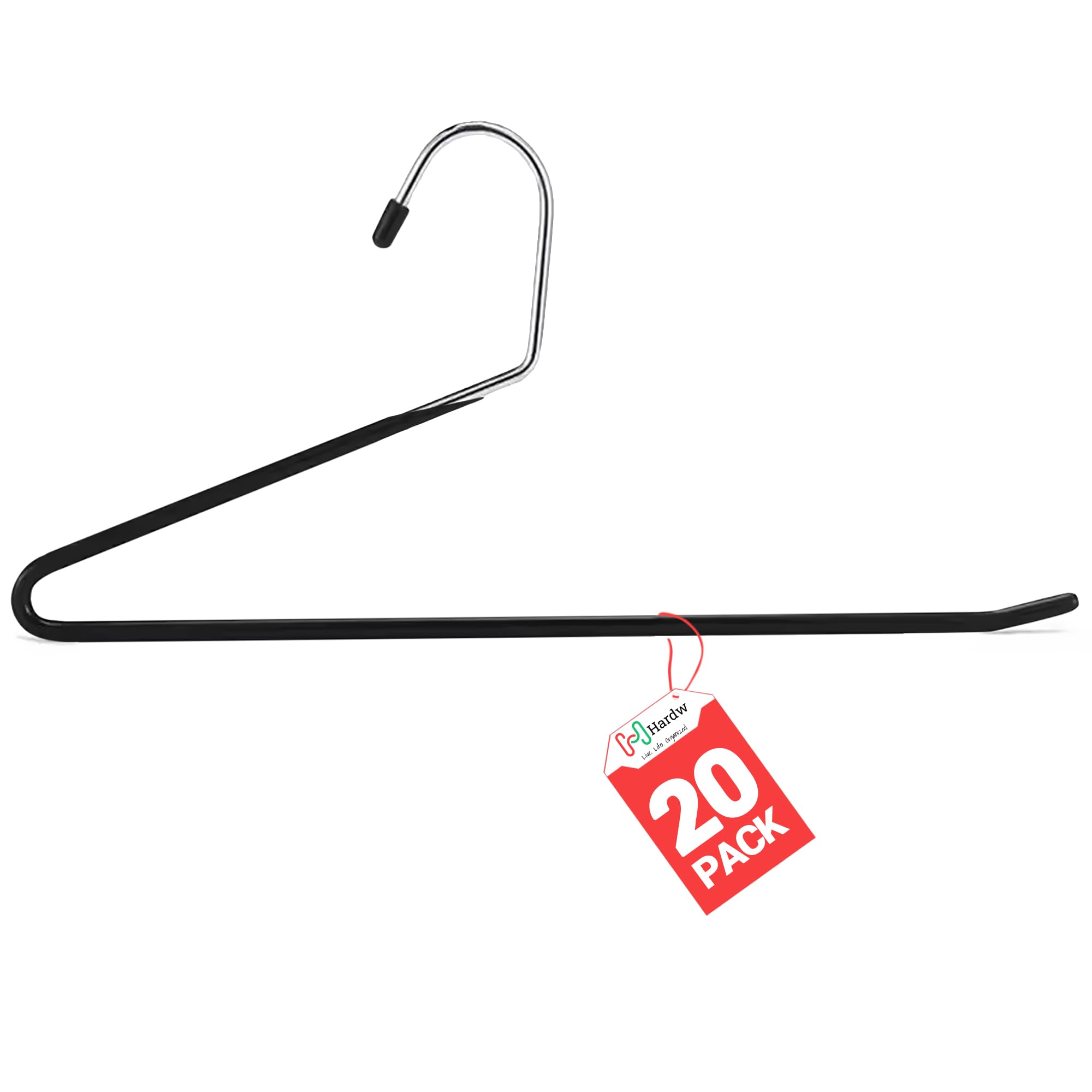 Open Ended Pants Hangers 20 Pack Non Slip Pants and Jean Hangers for Closet Space Saving Clothes Hanger Strong, Durable, Organize Your Closet and Save