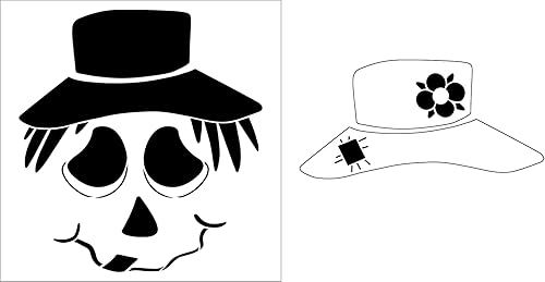 Miniatura 4 de StudioR12 - Plantilla de 3 partes con cara de espantapájaros y sombrero flexible, tamaño seleccionado, fabricado en Estados Unidos, decoración