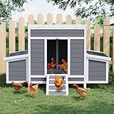 GarveeLife Wooden Chicken Coop, 55' Large Wooden Chicken House with 6 Nesting Boxes, Outdoor Chicken Cage for Outdoor Farm Yard