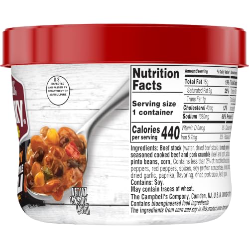 Image of Campbell's Chunky Spicy Mexican-Style Chili With Beans, 15.25 oz Bowl (8 Pack)