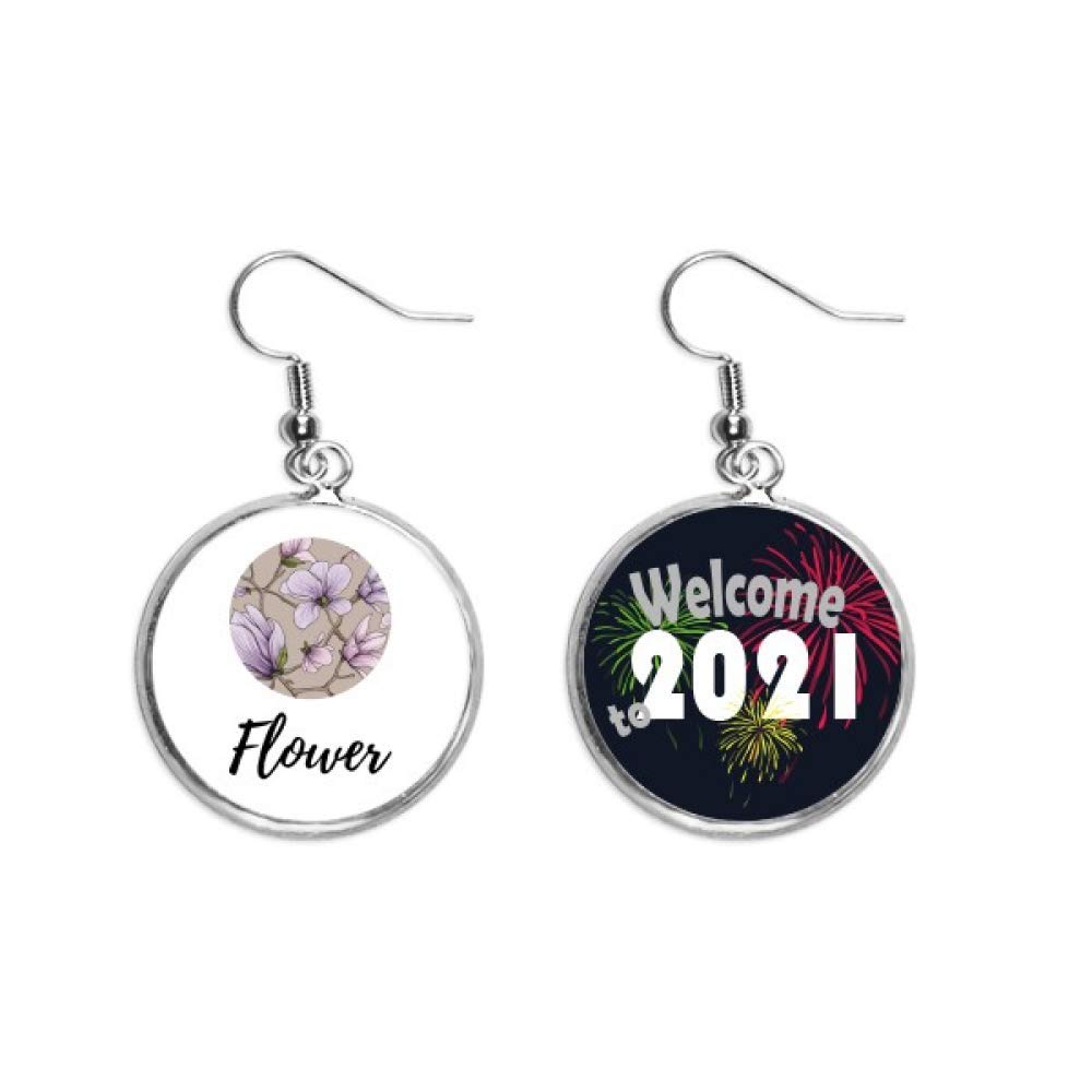 Pendientes de flores moradas de plata colgantes para mujer talla M 5
