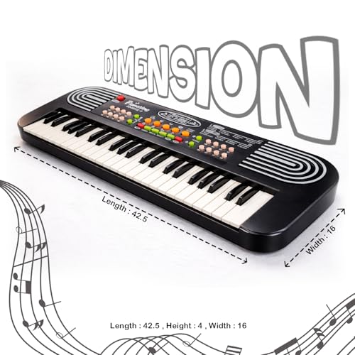 Image of TWIST & TURN Piano Musical Toy Keyboard for Kids with Microphone & AUX Cable | Electronic Piano, Multiple Sound Modes & Recording Function & Early Learning Instrument, Indoor Play - Black (430)