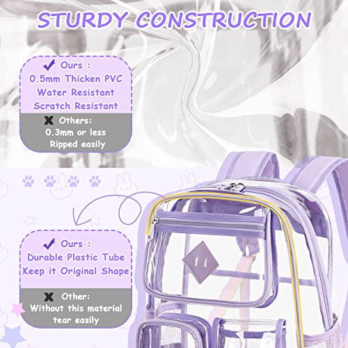 Clear Backpack for School,Heavy Duty PVC Transparent Bookbag for Girls Stadium Approved See Through Backpack3