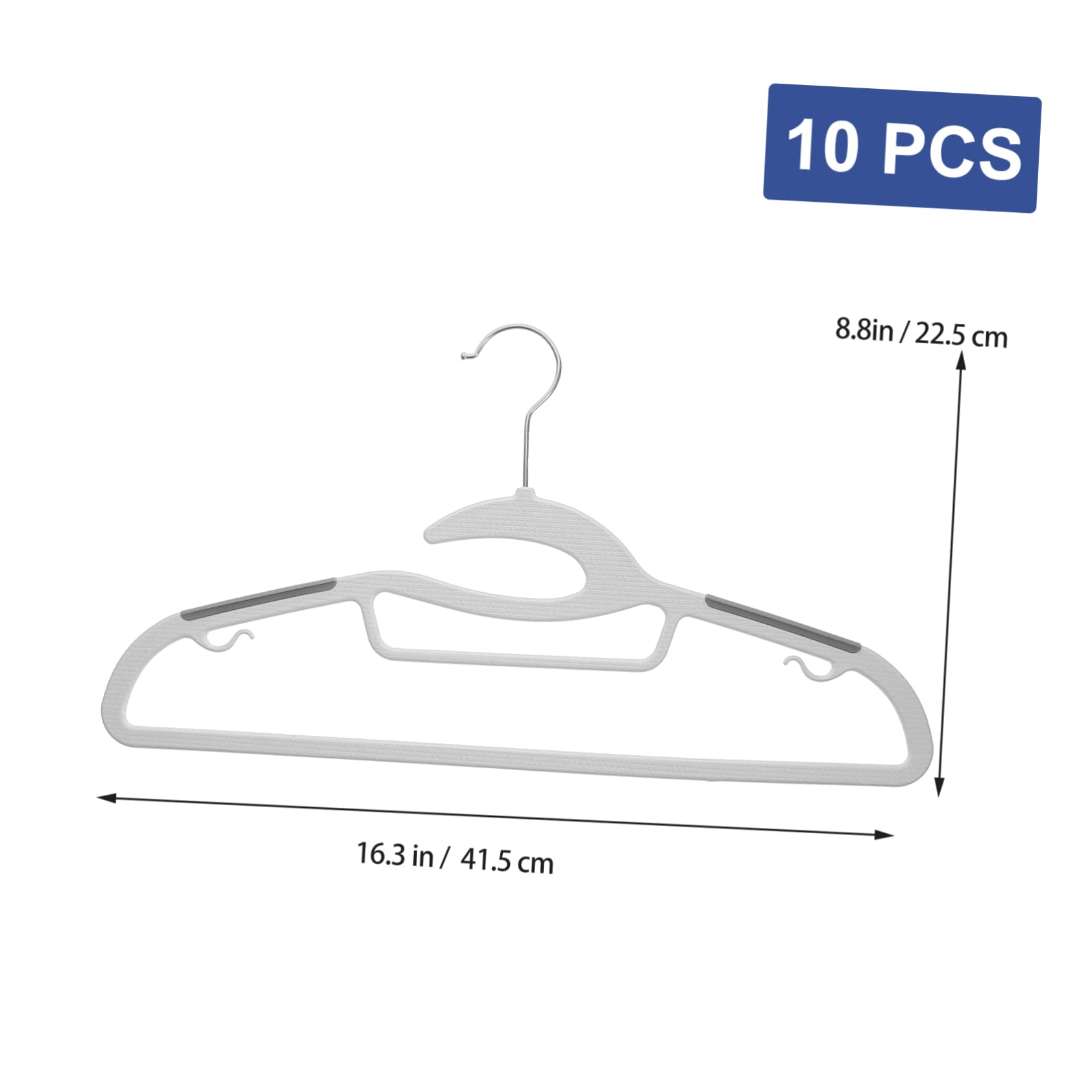 BUGUUYO 10pcs Extra Wide Non Slip Clothes Hangers Plastic Suit Hangers for Space Saving Organization Heavy Duty Design for Coats and Pants