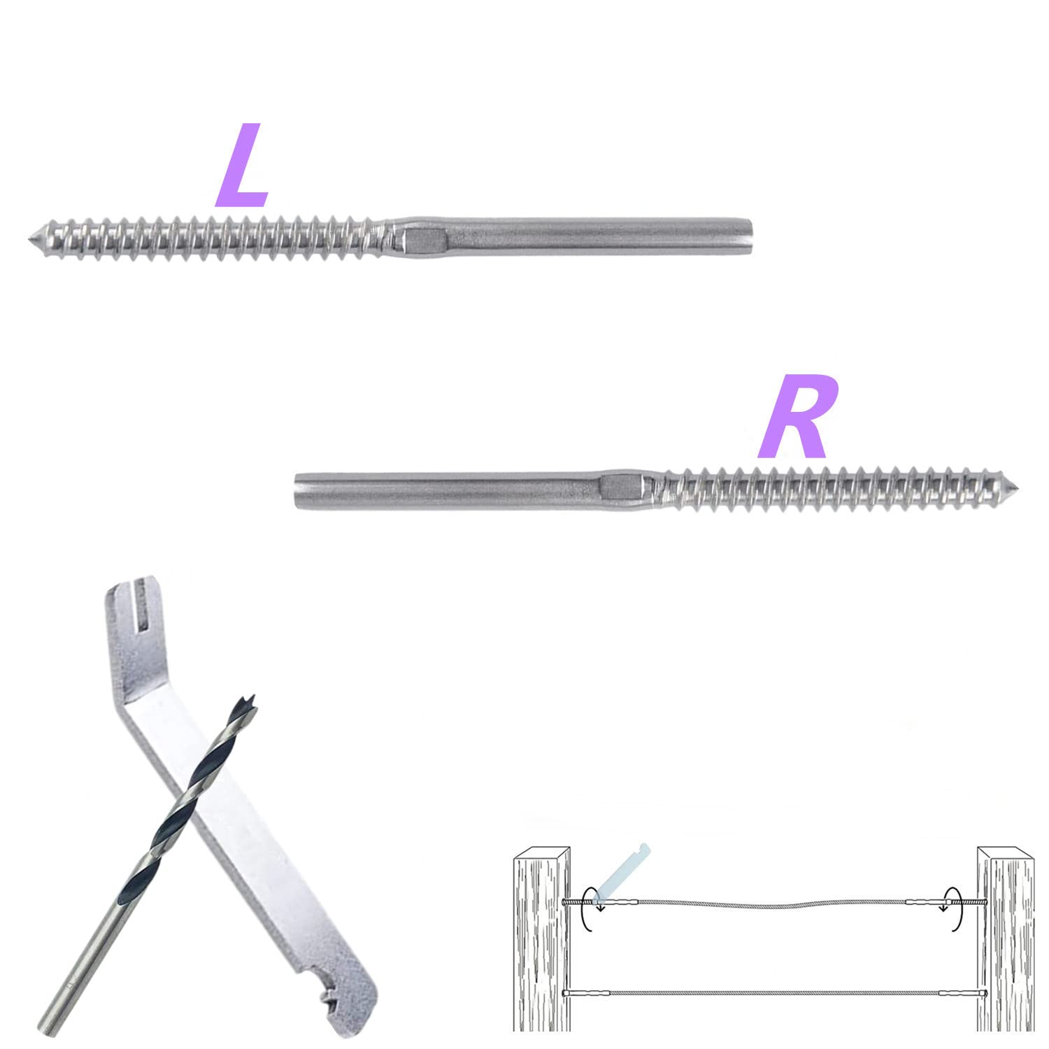 Buy Ingpro Swage Lag Screws Left & Right 50 Pack for 1/8" Cable Railing