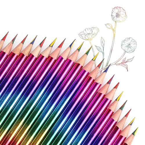 Produktbild von 24 Stück Regenbogen Schreibwaren Set,12 Stück Buntstifte Kinder +12 Kunststoff Radiergummi Regenbogen, 4-in-1 Farbstifte Regenbogenstift Weicher 2B Radiergummis Für Kreatives Zeichnen Und Schreiben