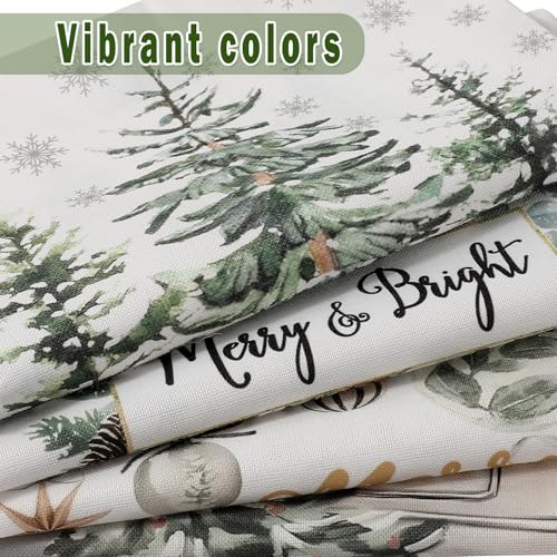 Double-Sided Print Christmas Pillow Covers 20"x20" Set of 4, 8 Cute Christmas Patterns, Tree, Merry Christmas, Truck, Merry & Bright, Let It Snow, Etc, Perfect for Home Decor
