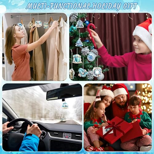 Image of 24 Pcs Nautical Car Air Freshener Bulk Cruise Ship Drift Air Freshener for Auto or Home Hanging Scented Decor Summer Holiday Gifts Bathroom, Ice, Mint, New Car Smell, Individually Wrapped