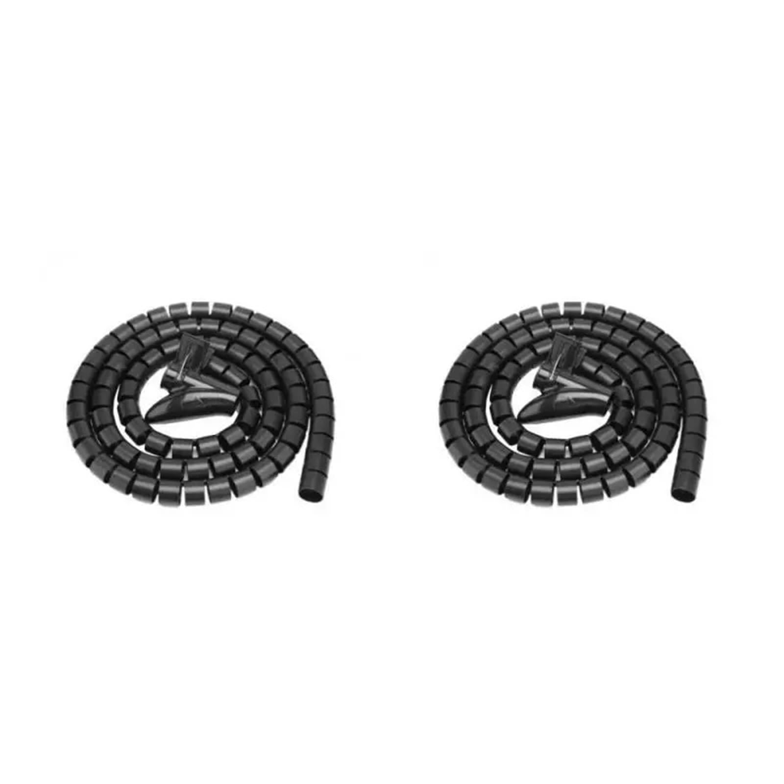 Spiral Wrap 1 Meter Cable Spiral Protector 22mm Tube Cable Wire Management Wrap Flexible Cord Organizer Wire Storage Winder Pipe Tubing Cover(Color:Black 2pcs)