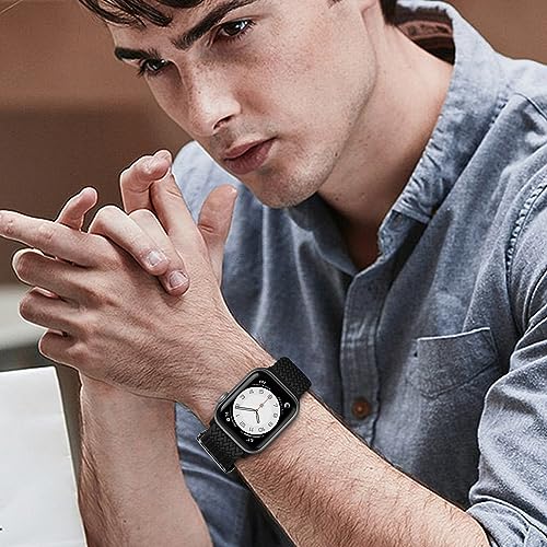 Image of Stretchy Nylon Solo Loop Bands Compatible with Apple Watch 38mm /40mm /41mm /42mm for Series 10, Adjustable Braided Sport Elastics Women Men Strap for iWatch Series 10-1 SE, 3 Pack AO