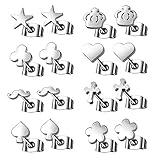 8 Pairs Assorted Wholesale Lot Cute Stainless Steel Stud Earrings, Hypoallergenic, Nickel-free, Lead-free (01. 4mm, Steel)
