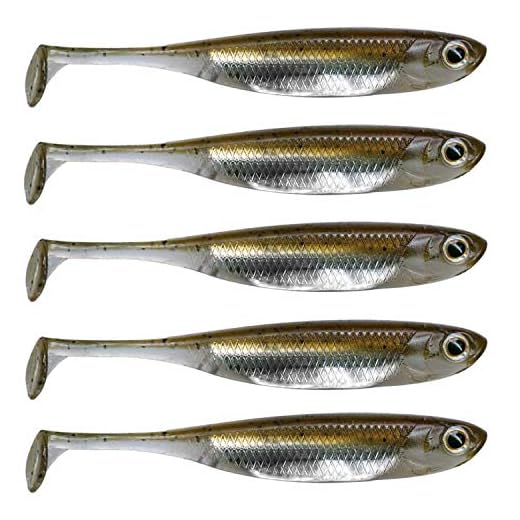 QualyQualy Soft Plastic Swimbait Paddle Tail Soft Lures 3.94" Shad Lure Shad Bait Bass Bait Shad Minnow Soft Swim Bait for Bass Trout Walleye Crappie Pike (5#, 3.94in - 5Pcs)