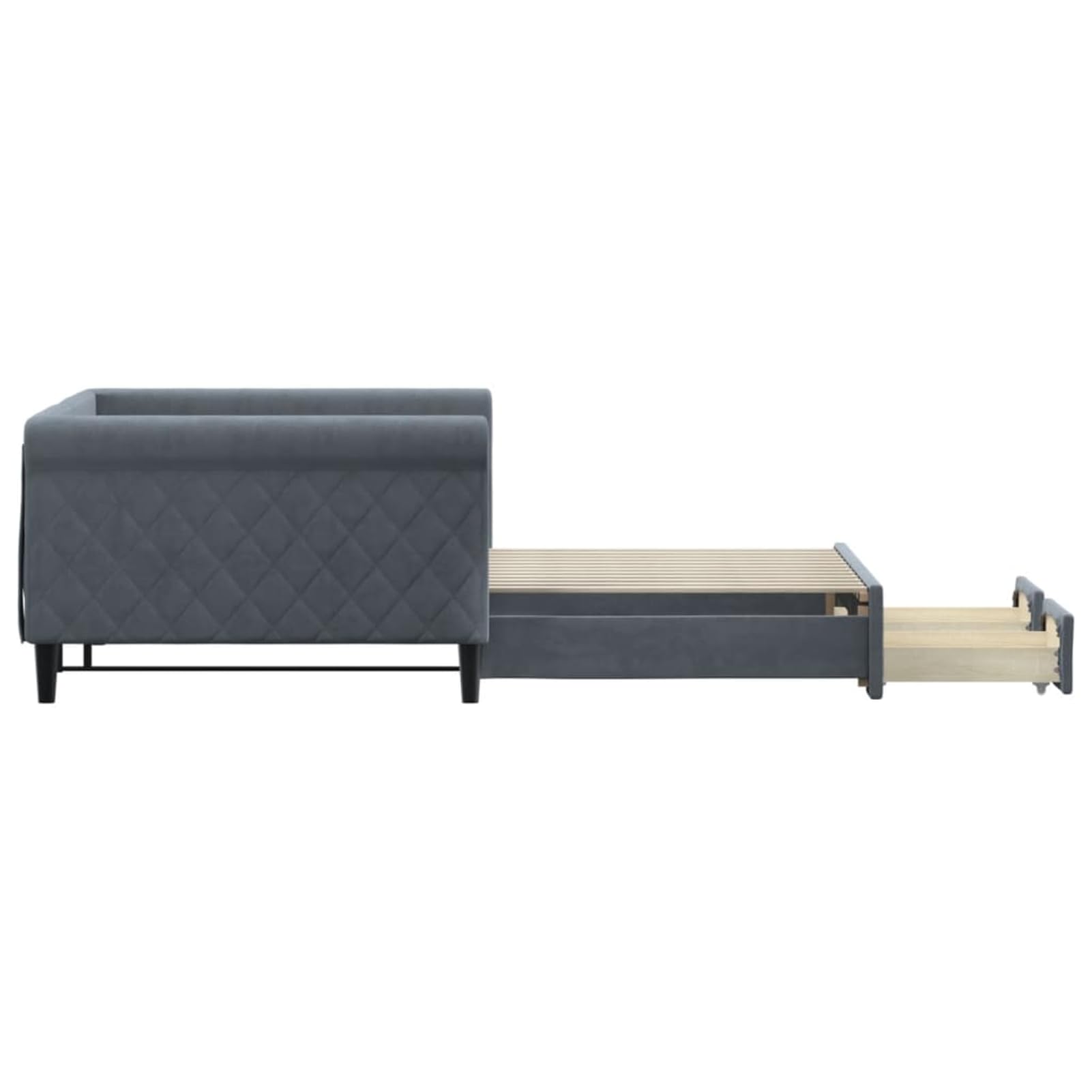 ATOMSTACK MAKER Divano letto pieghevole 2 in 1 con cassetti portaoggetti, rivestito in velluto grigio scuro, 229 x 110 x 68 cm, ideale per piccoli spazi e visite, materassi non inclusi