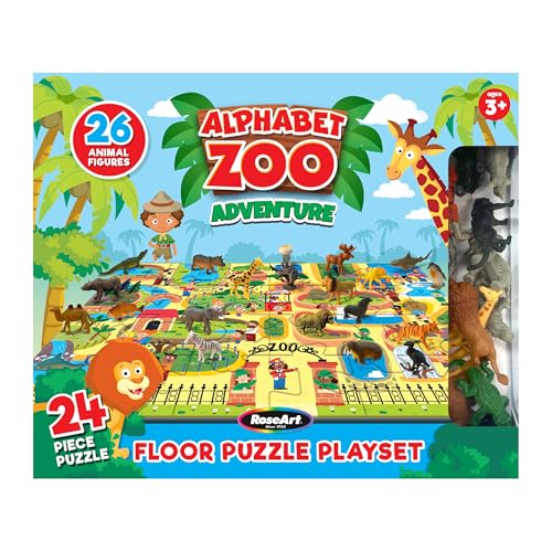 RoseArt Kids Floor Puzzle Playset - Alphabet Zoo Adventure - 24 Piece Jigsaw Puzzle