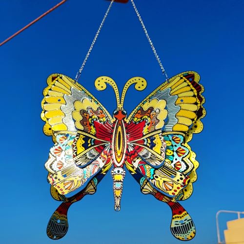 Butterfly Gifts for Women Mom Grandma,Stainless Steel Butterfly Outdoor Statues for Yard Art Ornaments Window Porch Patio Home House Wall Decorations – Birthday Gift for Mother’s Day Christmas