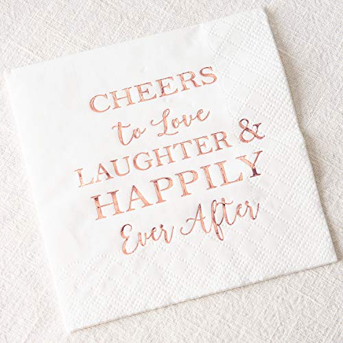 Crisky NPK003-BRIDAL-ROSEGOLD-50 50 Count Bridal Shower Napkins Disposable Cocktail Napkins 3-Ply Rose Gold Foil Text Beverage Napkins thumb #2