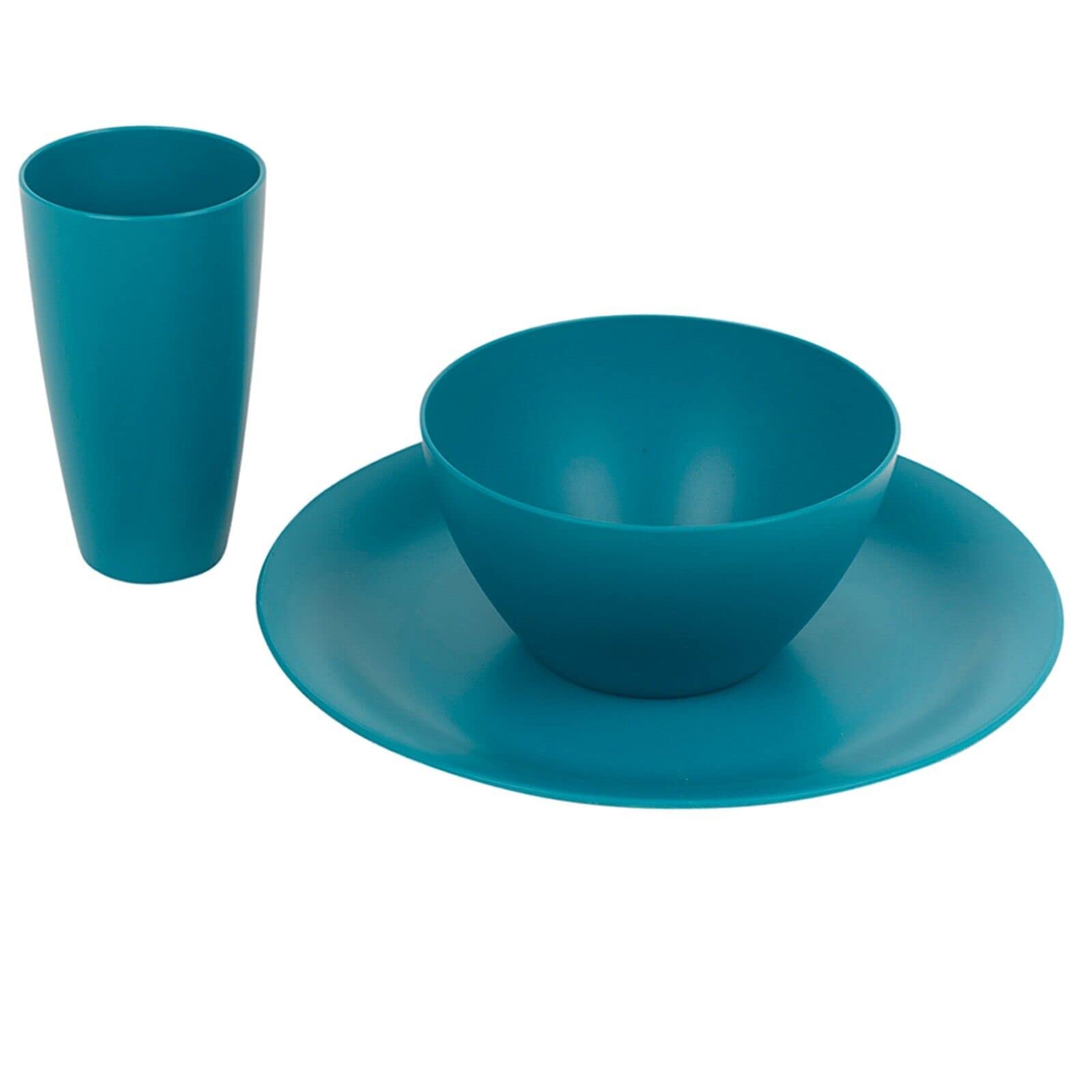 URBN-CHEF 12/24x Unbreakable Reusable Coloured Plastic Soup Cereal Bowls Cutlery Tableware (Teal, 12 Piece)