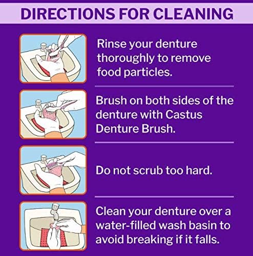 Densive Antimicrobial Denture Cleanser Tablets (90 Tablets) with Color-Changing Technology for Effective Cleaning and CASTUS Manual Denture Brush (pack of 1) (combo pack) 4