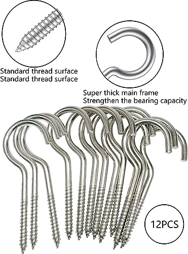 ATB-Foger Pack of 12 Ceiling Hooks, Stainless Steel, Heavy Hook Screw - Image 3