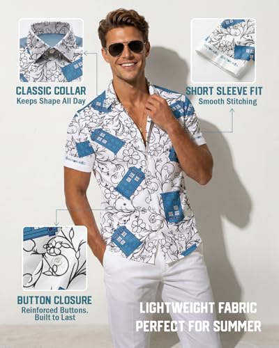 Image of 99TIMORO Fathers Movie Hawaiian Shirt for Men, Characters Button Down Short Sleeve Top, Summer Beach Gifts