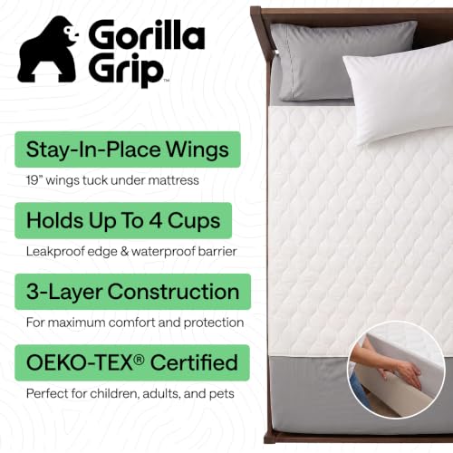 Image of GORILLA GRIP Washable Reusable Underpads, 34x36+19in Wings, 2 Pack, White