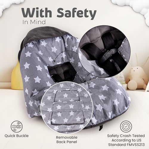 Image of Car Seat Blankets for Babies Winter - Stroller Footmuff Carseat Cover Baby 5 Point Harness - Swaddle Bunting Bag (Grey)