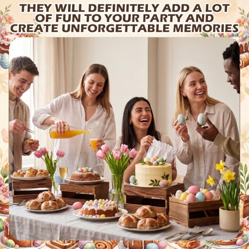 Image of Sintuff 12 Pcs Wood Buffet Riser with Mini Signs and Marker, 6 Size Rustic Wooden Cake Stands Buffet Table Food Riser Dessert Display Stand for Party Wedding Birthday Home Decor