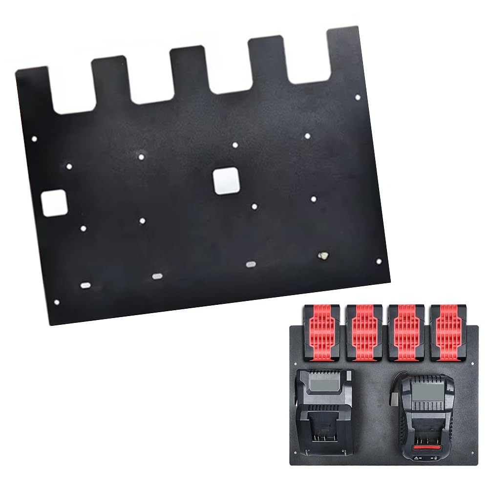 Whychstore Support mural en acier inoxydable pour 4 batteries et 3 chargeurs, compatible avec les outils Bosch
