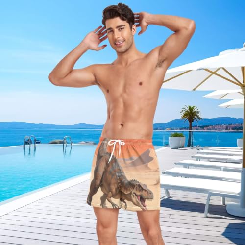 Pantalones cortos de gimnasio y baño para hombre que se secan rápido con estampado de dinosaurio 3