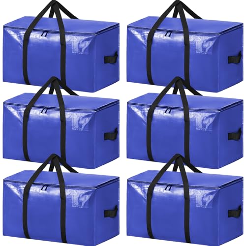 Image of BAGAIL Heavy Duty Moving Bags with Strong Handle, Extra Large Moving Boxes, Storage Tote for Clothes, College Moving Supplies(Dark Blue, 6 Pack)
