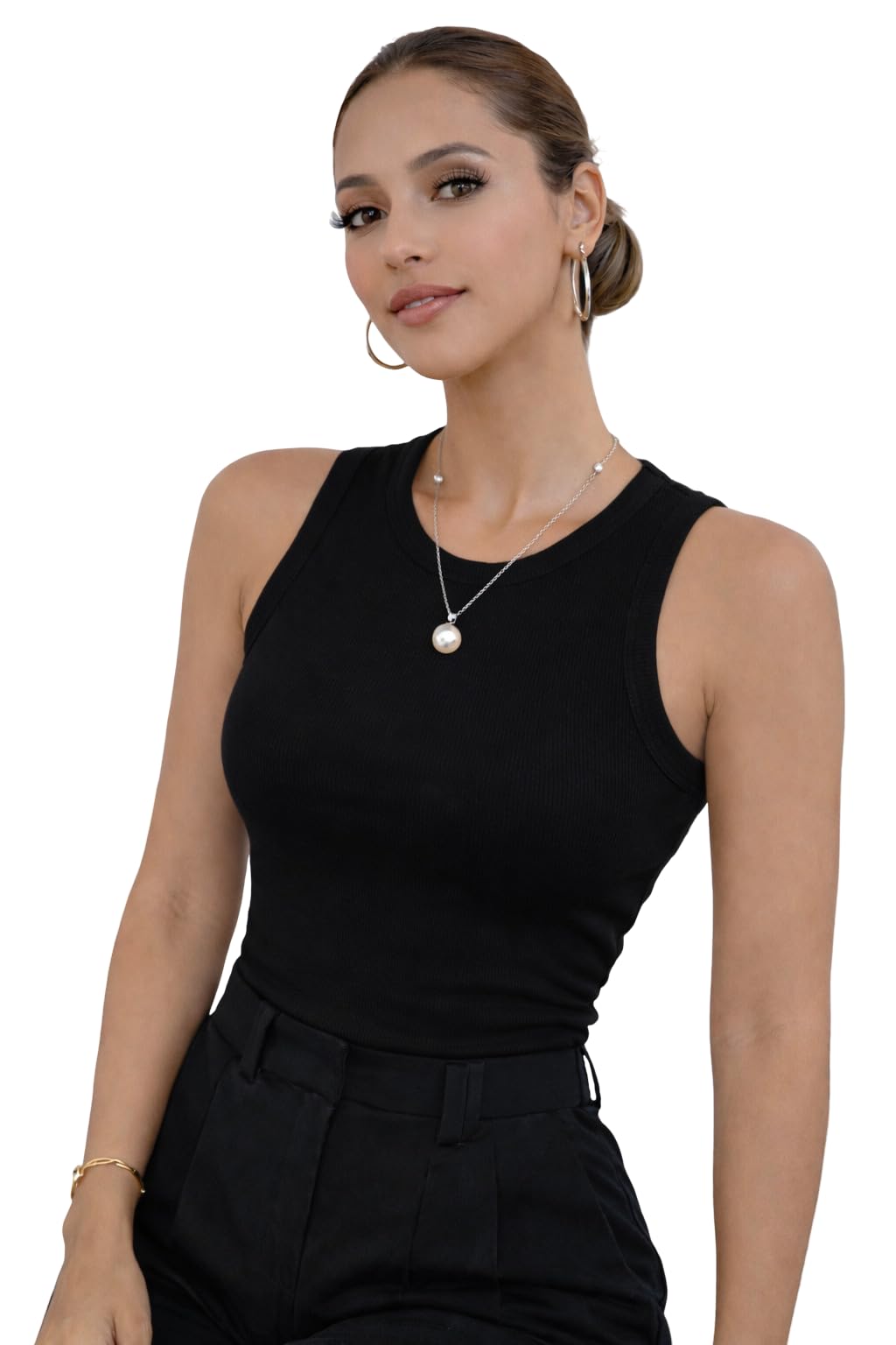 Women’s Solid Sleeveless Tank Top – Soft & Stretchy Activewear Vest for Yoga, Gym, Workout & Casual Everyday Wear-image-47