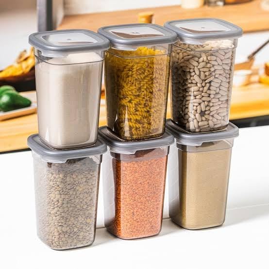 Image of HomeWiz Airtight Kitchen Storage Box 1100ml Pack of 6 | Food Grade BPA-Free Kitchen Jars | Storage & Containers Set | Container Set For Pulses | Unbreakable Plastic Container Set |Multipurpose Storage