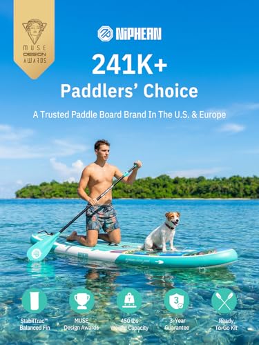 Image of Niphean Inflatable Stand Up Paddle Board with SUP Accessories, Anti-Slip EVA Deck, 10'6'' Inflatable Paddle Boards for Adults & Youth of All Skill Levels