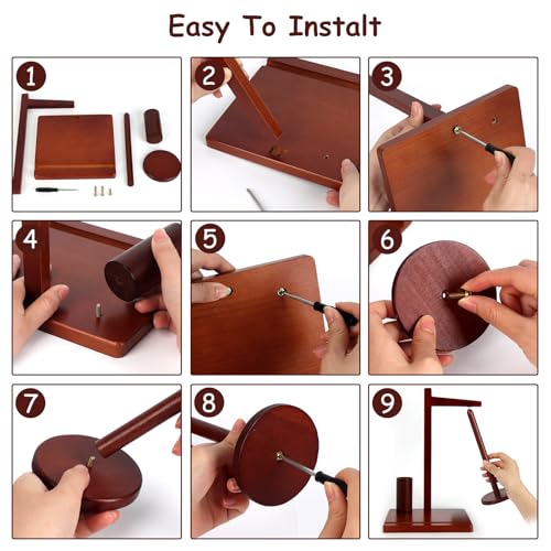 Image of Kytree Magnetic Yarn Holder for Crocheting, Wooden Yarn Spinner Rotating Pendulum Yarn Ball Dispenser Stand with Phone Stand Gifts for Knitting Crocheting Lovers