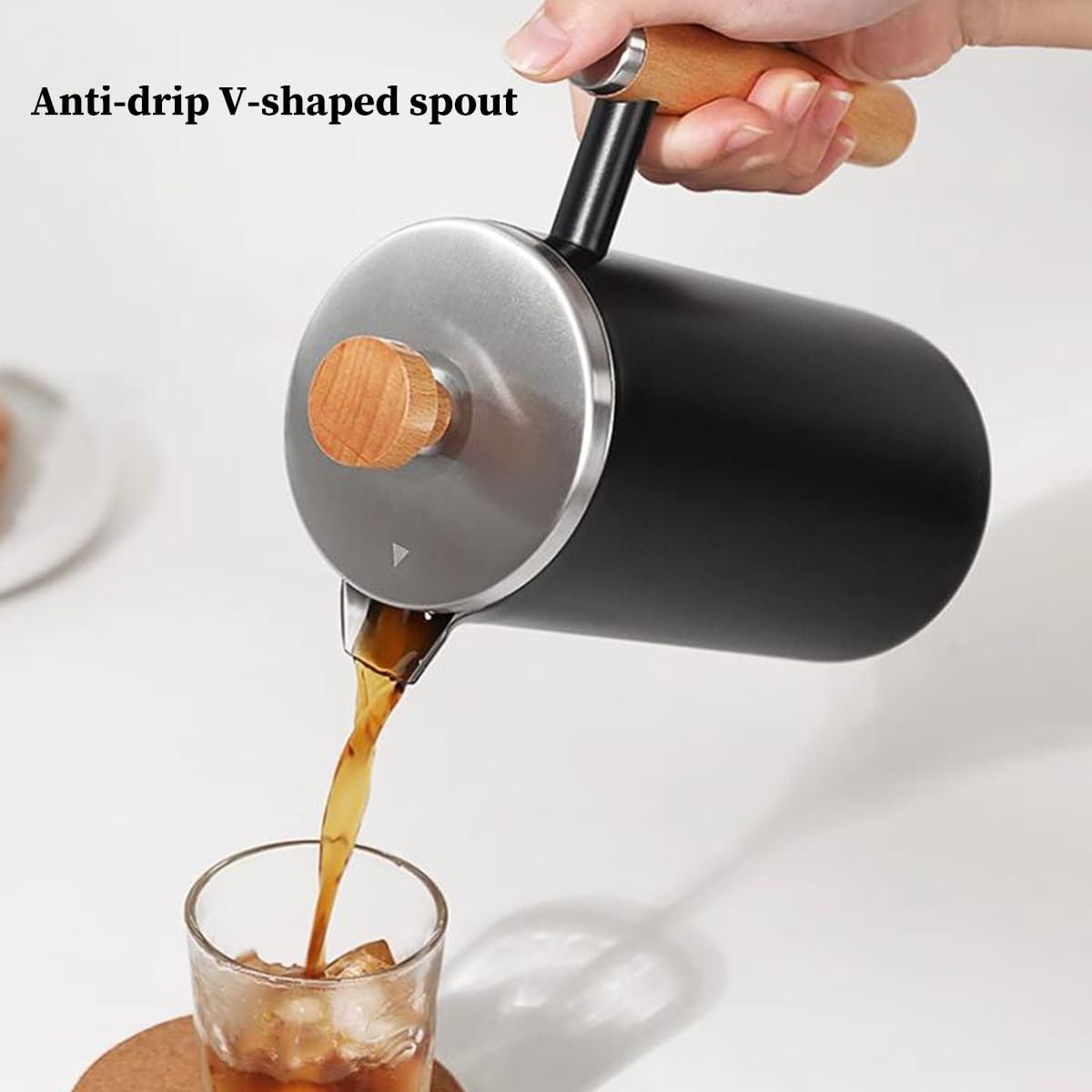Ekspres Do Kawy Typu French Press Dwuścienny, Izolowany Zaparzacz Do Kawy Ze Stali Nierdzewnej Z 3-poziomowymi, Demontowalnymi Filtrami, Dzbanek Do Parzenia Kawy Na Zimno(/Silver,700ml)
