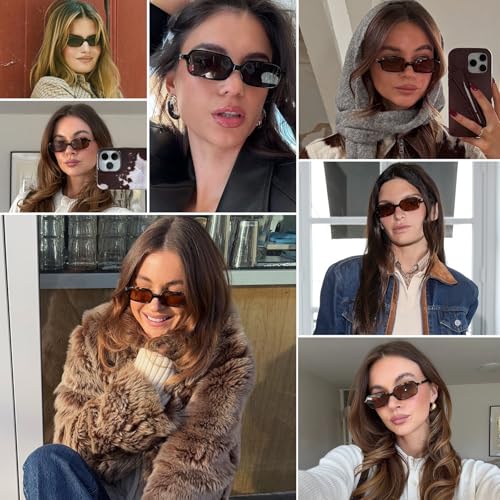 MEETSUN Retro Rectangular Sunglasses for Women Trendy Vintage 90s Small Square Sun Glasses UV Protection4