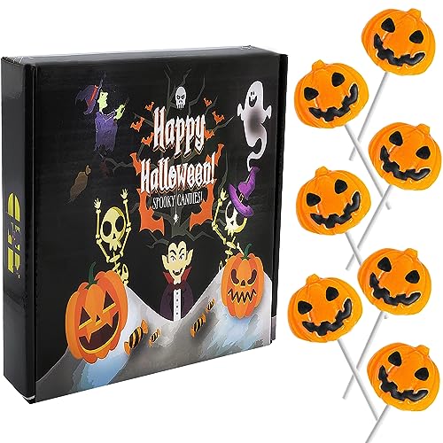 Fruidles Halloween Pumpkin Lollipop Suckers Candy, Spooky, Goody Bag Fillers,