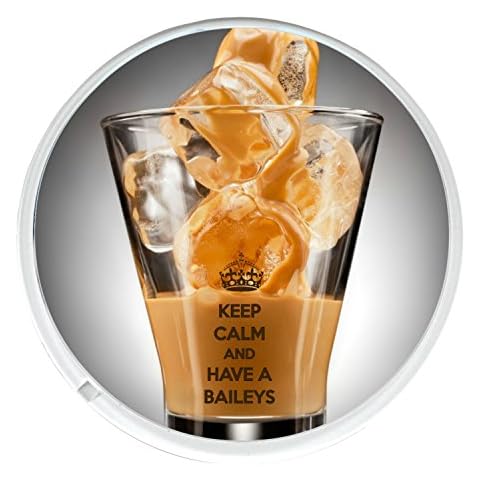 Keep Calm and Have A Baileys Round Drinks Coaster Printed on an Image of a Glass of Baileys on ice Cover