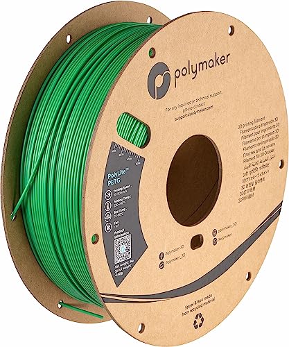 Image of Polymaker PolyLite Green 3D Printer PETG Filament 1.75mm 1kg, Legacy PETG Formula, +- 0.03mm Dimensional Accuracy, Reliable Everyday Filament, Strong Layer Bonding, Compatible with Most 3D Printers