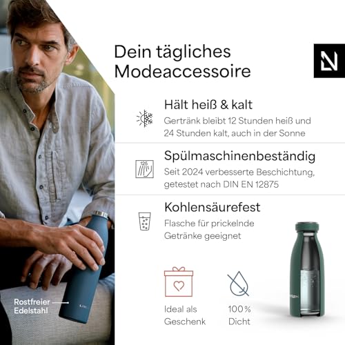 LARS NYSØM Trinkflasche 350ml - Trinkflasche Edelstahl - Thermosflasche – Ansicht 2