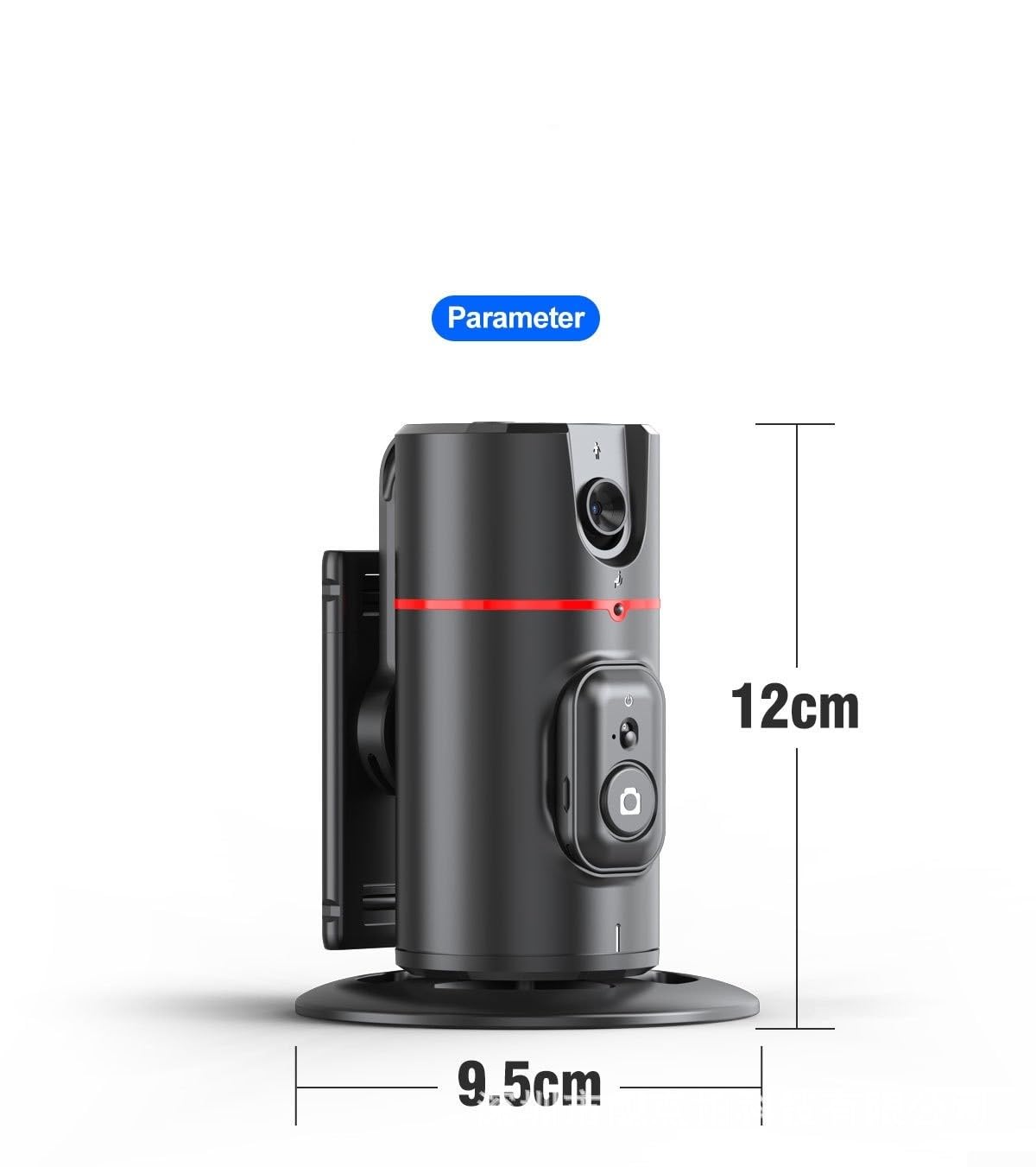 Gimbal a 360 gradi con tracciamento facciale automatico AI e telecomando per una registrazione video fluida ABS struttura in metallo supporto portatile per telefono da tavolo nero (P02-nero