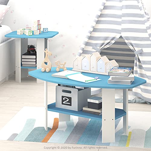 Image of FURINNO Simple Design End /SideTable, 1-Pack, Light Blue /White
