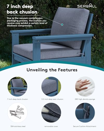 Image of SERWALL HDPE Outdoor Patio Furniture Set with Coffee Table
