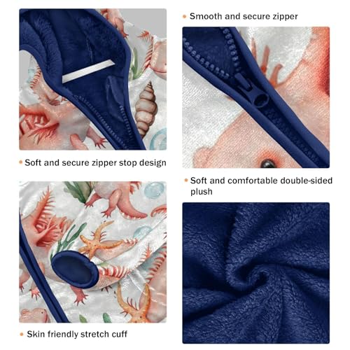 Axolotl Underwear Pattern Toddler Fleece Jacket Girl Boys Hooded Fleece Jacket Coat Warm Outwear Zip-up 3-10T3