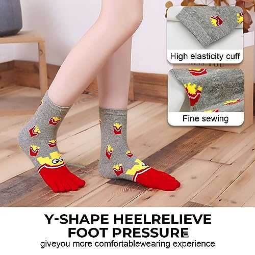 Image of CaiDieNu Women's Animal Toe Socks - Cotton Five Finger Colorful Funny Casual Crew Socks for Ladies